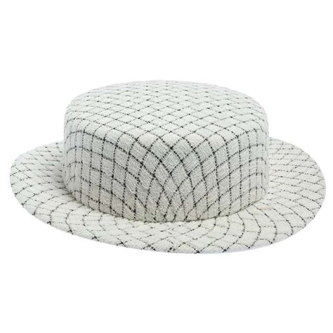 chanel boater hat for sale|chanel hats black and silver.